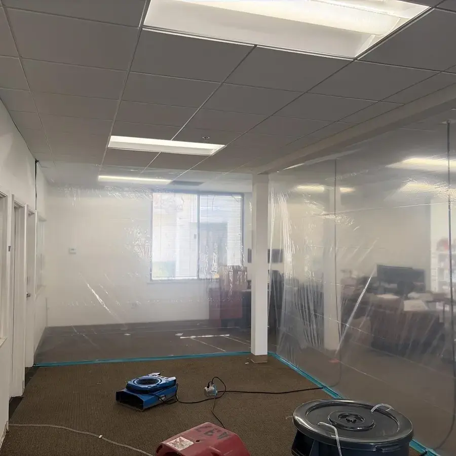 Plastic containment and drying equipment in a Hayward office suite